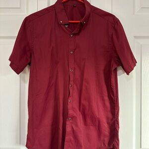 Men's Burgundy Short Sleeve Shirt